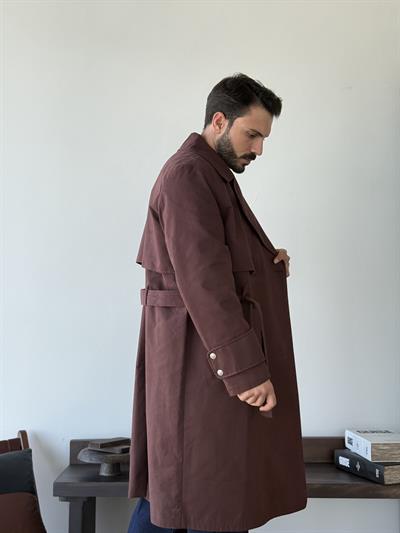 Sanleo Süet Dokulu Bordo Trençkot