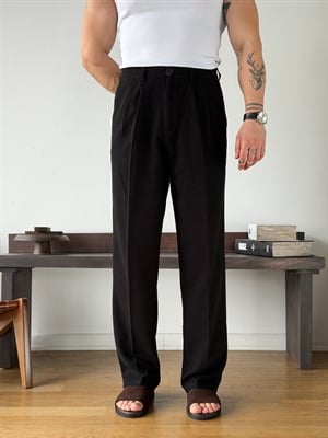Siena Siyah Baggy Keten Pantolon