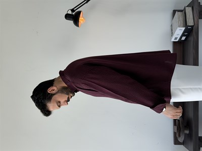 Soprano Oversize Çizgili Bordo Gömlek