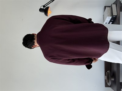 Soprano Oversize Çizgili Bordo Gömlek