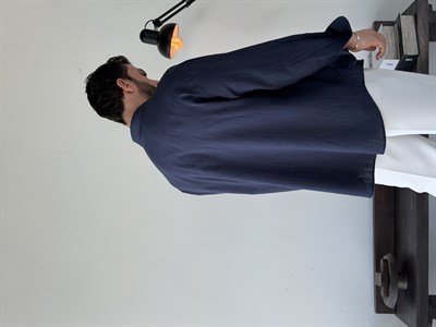 Soprano Oversize Çizgili Lacivert Gömlek