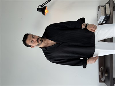 Soprano Oversize Çizgili Siyah Gömlek