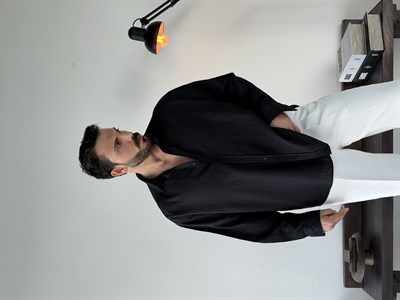 Soprano Oversize Çizgili Siyah Gömlek