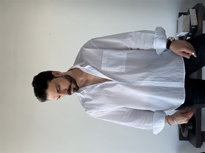 Tiero Oversize Çizgili Beyaz Gömlek