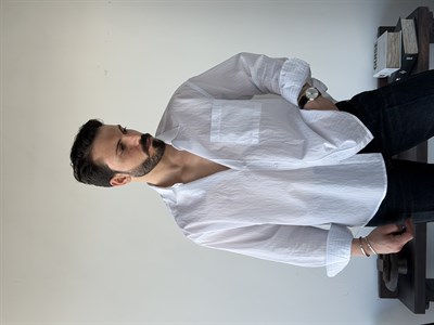 Tiero Oversize Çizgili Beyaz Gömlek