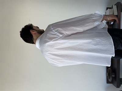 Tiero Oversize Çizgili Beyaz Gömlek