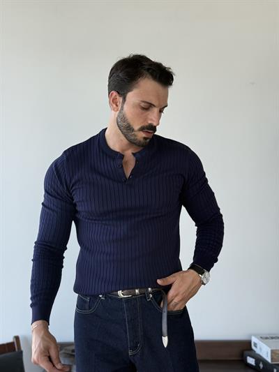 Velora Düğmeli Lacivert Sweat