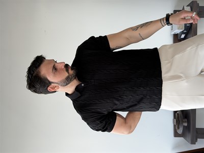 Verona Desenli Siyah Triko