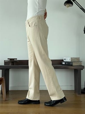 Vintal 80s Yumuşak Doku Bej Baggy Jean