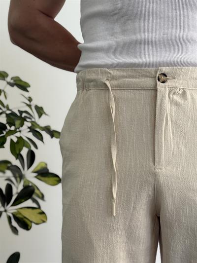 Vitinia Dark Bej Keten Pantolon