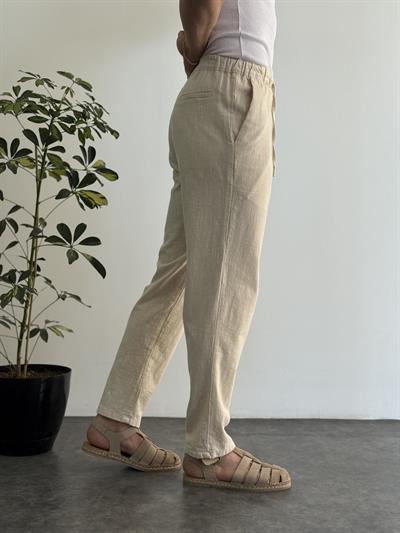 Vitinia Dark Bej Keten Pantolon