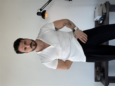 Waffle Henley Beyaz Tişört