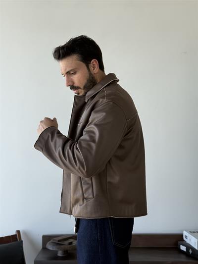 Zaur Suni Deri Kahve Mont
