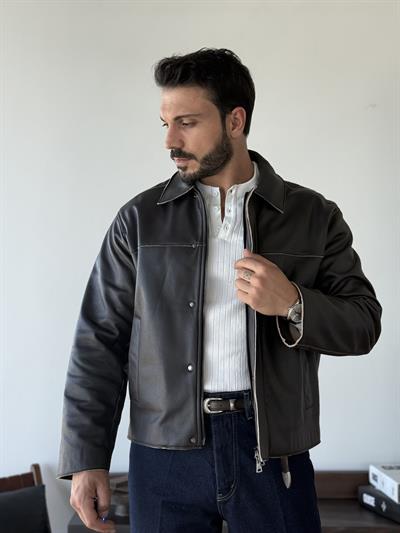 Zaur Suni Deri Siyah Mont