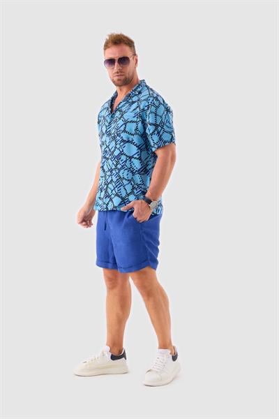Deep Blue Fashion Capsule Patterned Blue Shirt