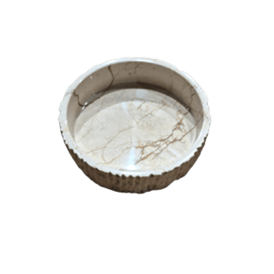 Bej Tarama Silindir Mermer Kase 22,5 x 7 cm