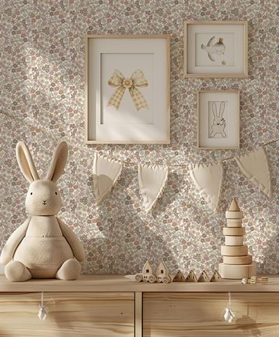 Minik Çiçekler Pastel Tonlar Minimal Tasarım Bebek & Çocuk Odası Duvar Kağıdı