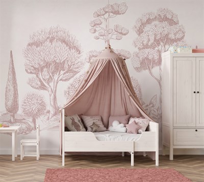 Monochrome Soft Pembe Ağaçlar Bebek & Çocuk Odası Duvar Kağıdı