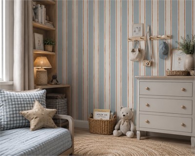 Suluboya İnce Kalın Şeritler Tasarım Konsept Bebek & Çocuk Odası Duvar Kağıdı