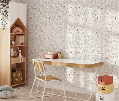 Yeşil Yapraklar ve Çilekler Bebek & Çocuk Odası Duvar Kağıdı
