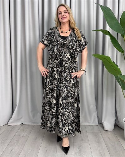 Elizabet İpek Tunik Elbise Krem Kahve
