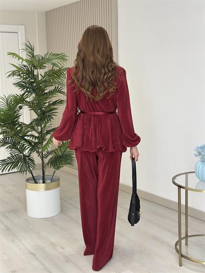 Akordiyon Kumaş Maria Takım Bordo