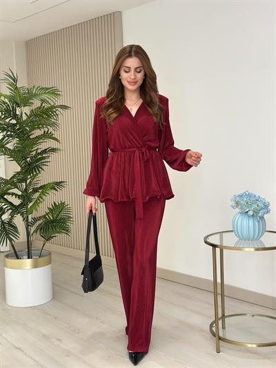 Akordiyon Kumaş Maria Takım Bordo