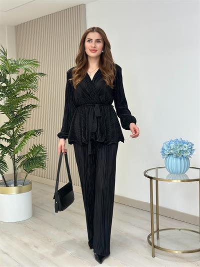 Akordiyon Kumaş Maria Takım Siyah