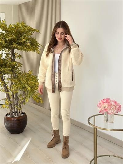 Alisa 5 Düğmeli Yüksek Bel Bej Jean