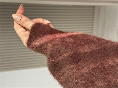 Angora İplik Gold Düğmeli Hırka Kahve