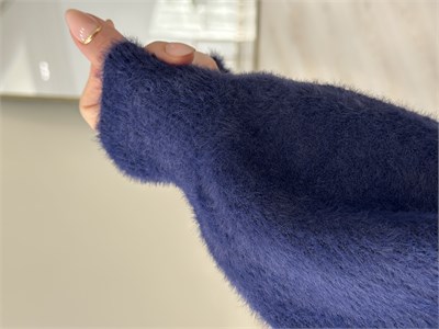 Angora İplik Gold Düğmeli Hırka Lacivert