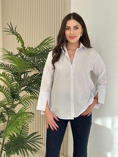 Asimetrik Kesim Geniş Manşetli Gömlek