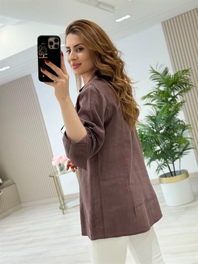 Bağcıklı Gömlek Kahve