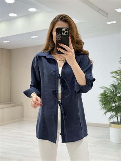 Bağcıklı Gömlek Lacivert 