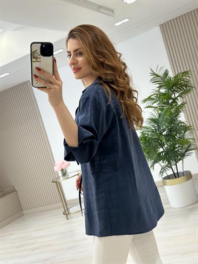 Bağcıklı Gömlek Lacivert 