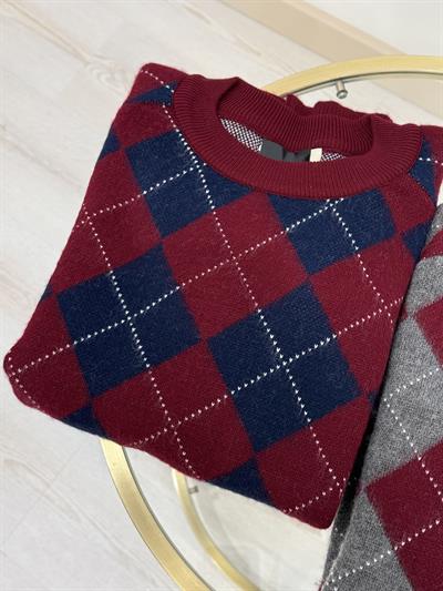 Baklava Desen Lacivert Bordo Kazak 