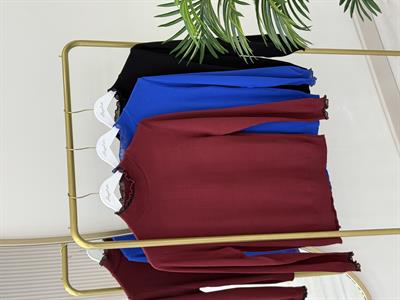 Balıkçı Yaka Yakası Ve Kol Ağzı Simli Premium Kalite Merserize Siyah