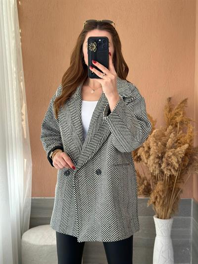 Balıksırtı Kaşe Kaban Siyah