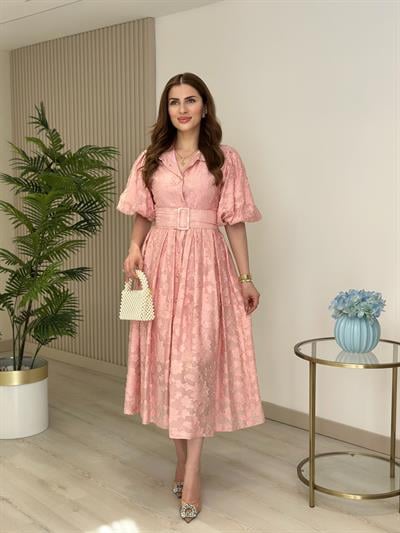 Balon Kol Prenses Elbise Pembe