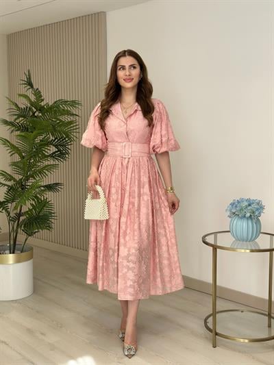 Balon Kol Prenses Elbise Pembe