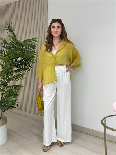 Bambu Kapri Kol Salaş Gömlek Yağ Yeşili 