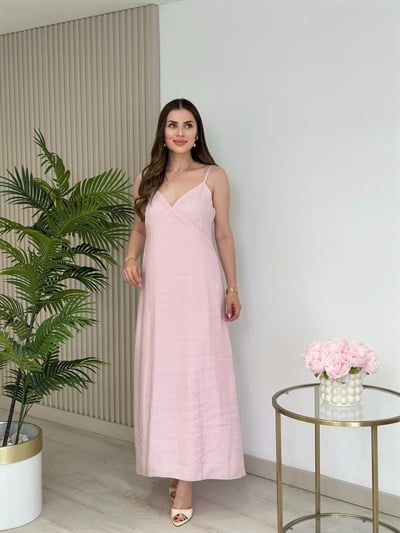 Bambu Kumaş Pelerin Elbise Takım Pembe