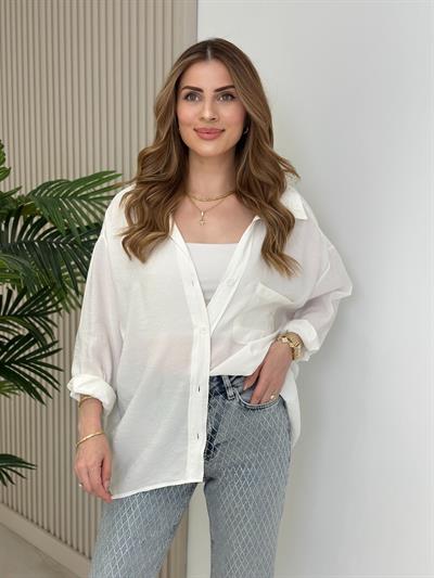 Bambu Salaş Gömlek Beyaz