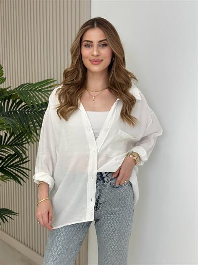 Bambu Salaş Gömlek Beyaz
