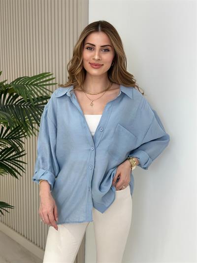 Bambu Salaş Gömlek Buz Mavi