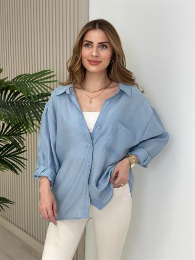 Bambu Salaş Gömlek Buz Mavi