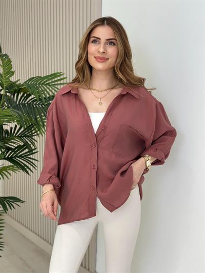 Bambu Salaş Gömlek Gül Kurusu