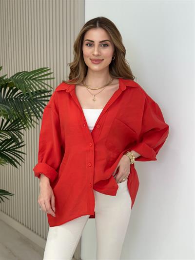 Bambu Salaş Gömlek Kırmızı