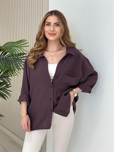 Bambu Salaş Gömlek Mürdüm