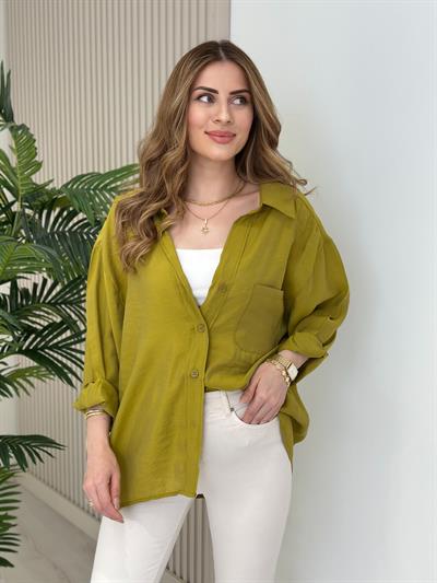 Bambu Salaş Gömlek Yağ Yeşili